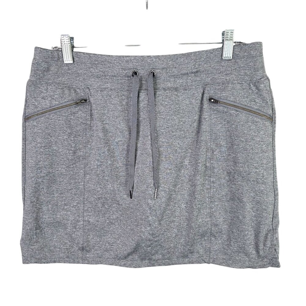 Tangerine Heather Gray Athletic Skort Zip Pockets & Drawstring Waist Size XL